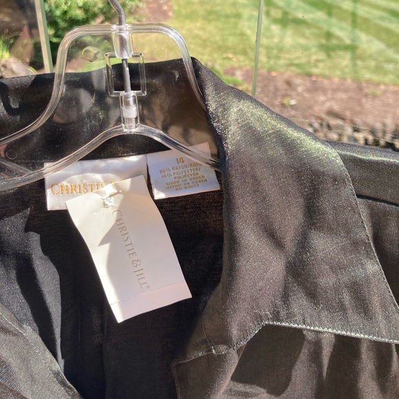 Vintage Christie & Jill Dark Green Holiday Dress Shirt | Women’s 14 - Picture 8 of 9